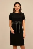 Dress With Faux Leather Belt