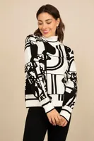 Abstract Turtleneck Sweater