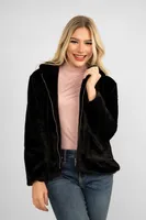 Hooded Faux Fur Crop Jacket