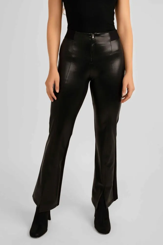 Faux Leather Wide Leg Pants