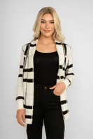 Long Plaid Jaquard Cardigan