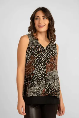 Split Front Animal Print Top