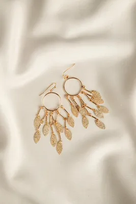 Gold Leaf Tassel Earrings