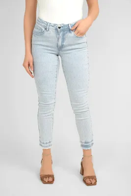 Mid Rise Layered Fray Hem Jeans