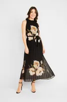 Pleated Floral Maxi Dress