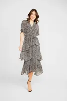 Polka Dot Ruffle Tiered Midi Dress