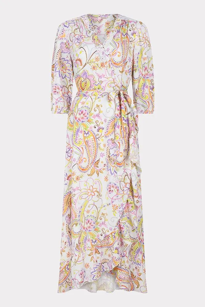 Printed Midi Wrap Dress