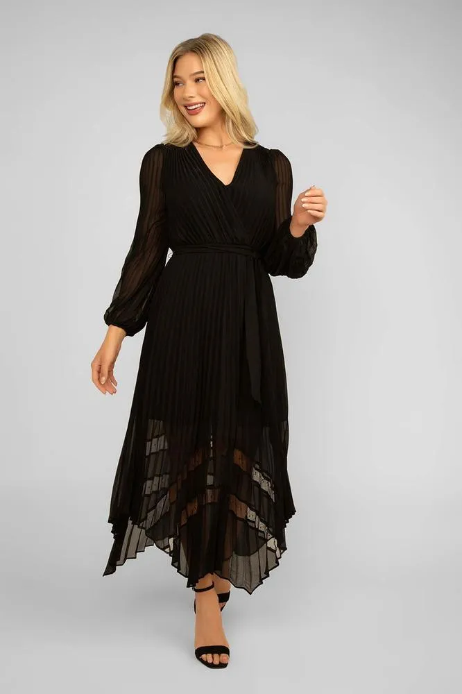 Long Sleeve Pleated Dress