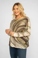 Olive Printed Loose Stitch Sweater