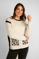 Sweater With Animal Print Pockets