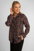 Animal Print Button Up Blouse