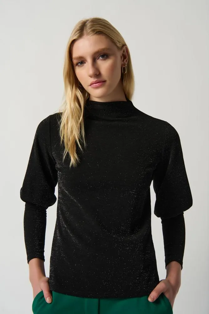 Long Puff Sleeve Lurex Top