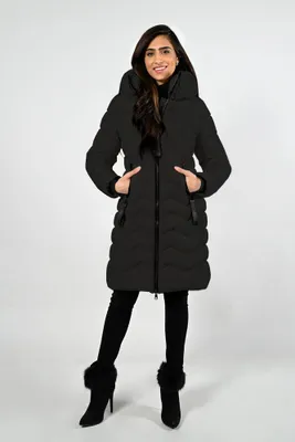 Zig Zag Quilted Puffer Coat