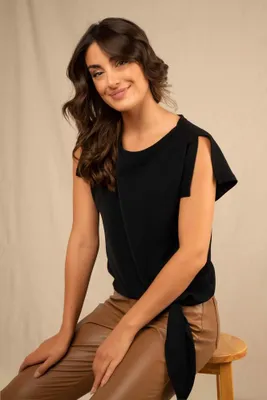 Short Sleeve Top With Side Tie