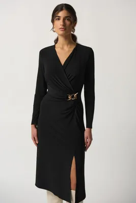 Long Sleeve Dress With Side Buckle