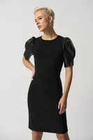 Faux Leather Short Sleeve Dress