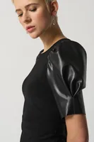 Faux Leather Short Sleeve Dress