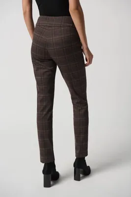 Heavy Knit Plaid Pull- On Pants