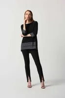 Silky Knit Top With Lurex Trim