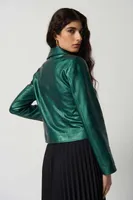 Emerald Faux Leather Biker Jacket