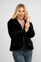 Hooded Faux Fur Crop Jacket