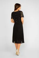 Pleated Dress With Lace Overlay