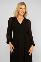 Long Sleeve Pleated Dress