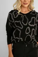 Printed Rhinestone Sweater