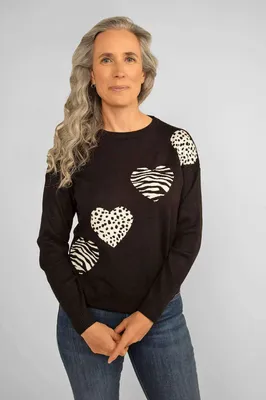 Animal Print Heart Sweater