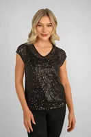 Cap Sleeve Sequin Top