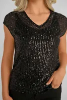 Cap Sleeve Sequin Top