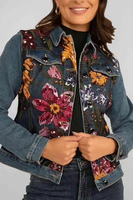 Sequin Flower Denim Jacket