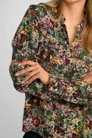 Long Sleeve Emerald Floral Blouse