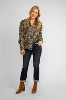 Long Sleeve Emerald Floral Blouse