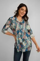 Pintuck Printed Blouse