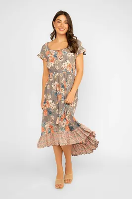 Floral Printed Midi Dress