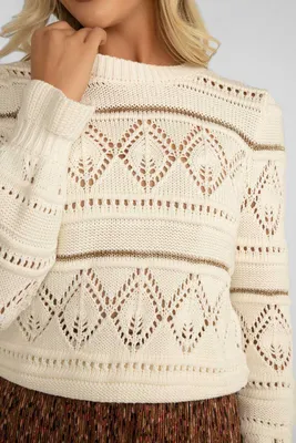 Long Sleeve Lace Knit Sweater