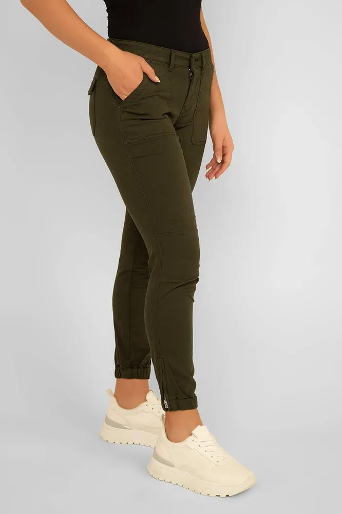 Mavi Women's Ivy Slim Cargo In Khaki Green Luxe Twill