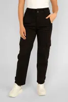 Mavi Elsie High Rise Slim Cargo Pants - Black Luxe Twill