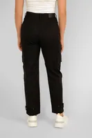 Mavi Elsie High Rise Slim Cargo Pants - Black Luxe Twill