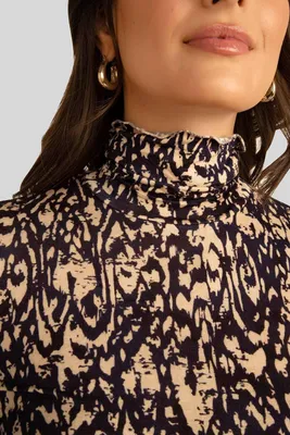 Printed Turtleneck Top