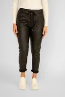 Coated Pull- On Crinkled Pants
