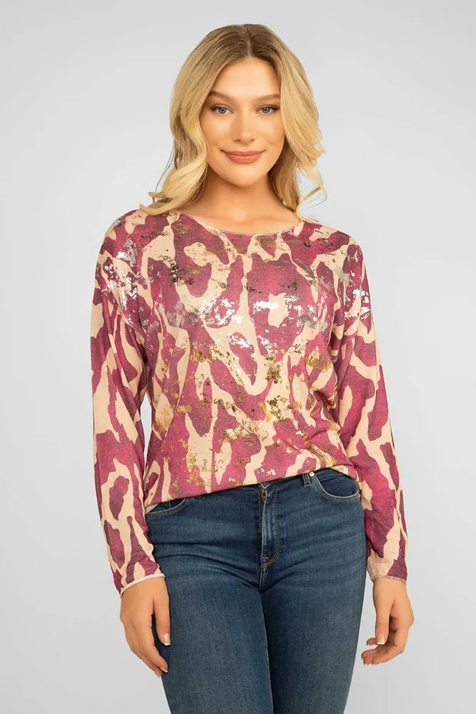 Purple Animal Print Sweater