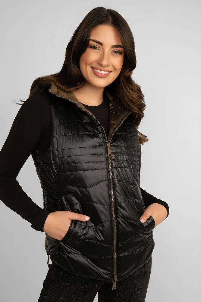 ESQUALO Quilted Faux Leather Vest