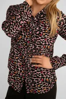 Animal Print Button Up Blouse