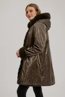Metallic Reversible Faux Fur Coat