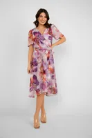 Floral Faux Wrap Dress