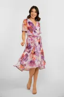 Floral Faux Wrap Dress