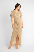 Sparkle Faux Wrap Maxi Dress