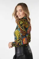 Paisley Mock Neck Top